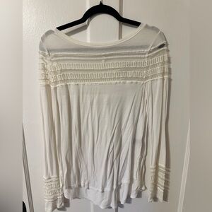 Free People Ivory Long-Sleeve Textured Yoke Top